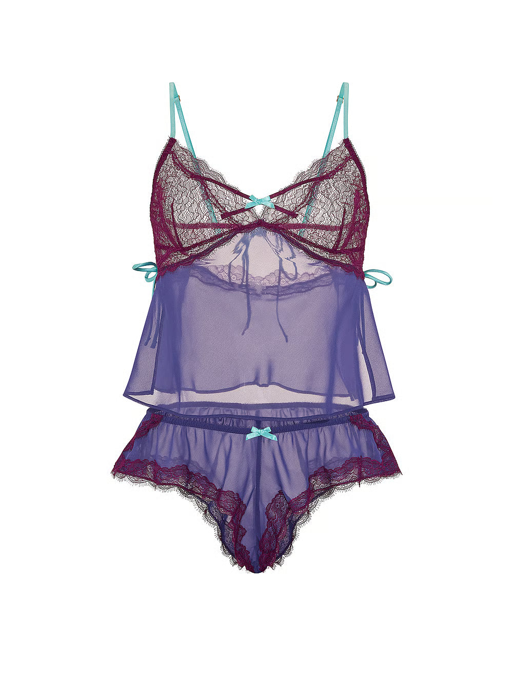 Vs tease chiffon cami set