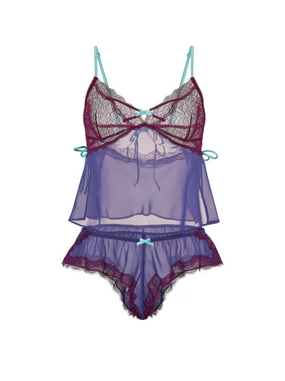 Vs tease chiffon cami set