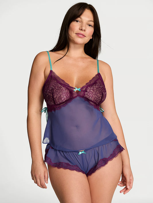 Vs tease chiffon cami set