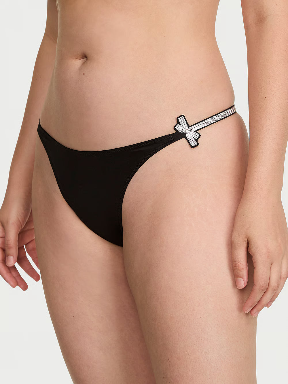 VS lace shine strap thong