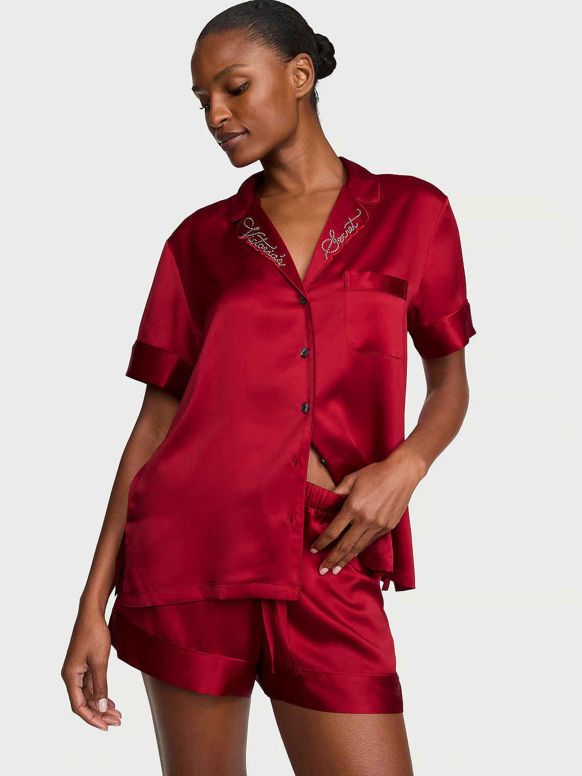 Victoria secret satin short pj set