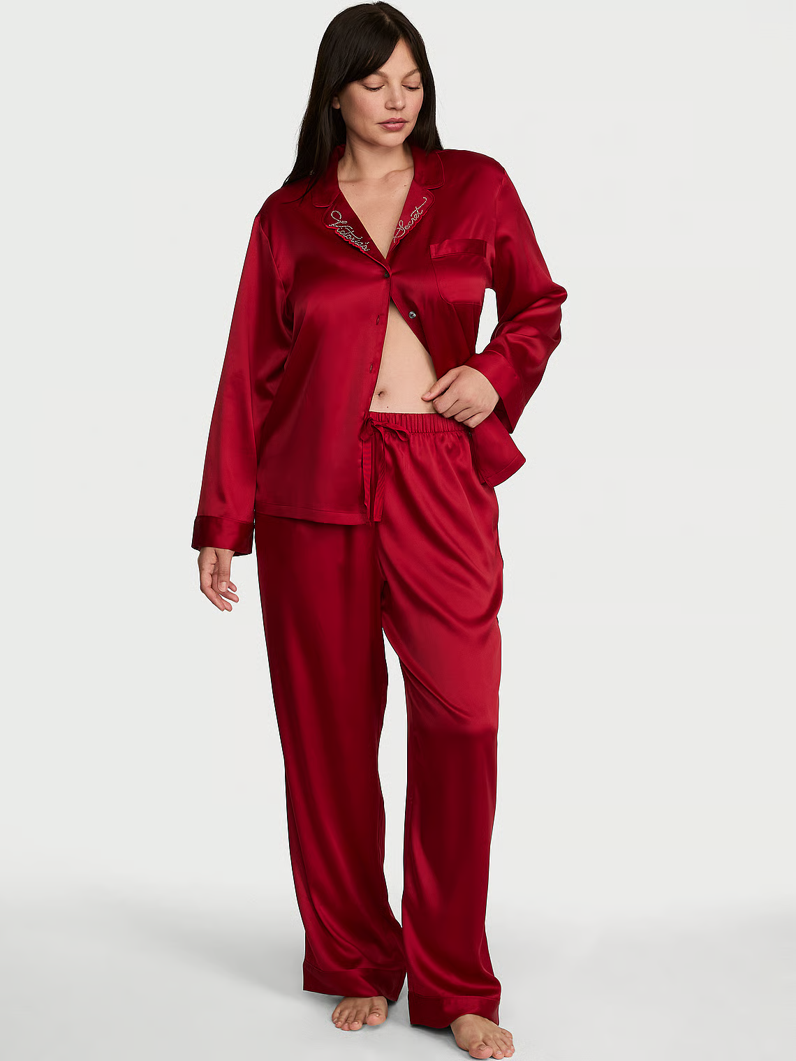 VS Red lacquer satin pj set