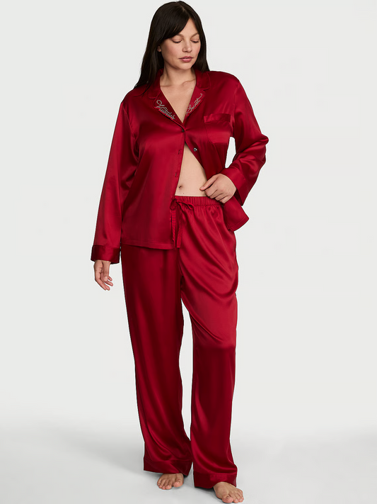 VS Red lacquer satin pj set